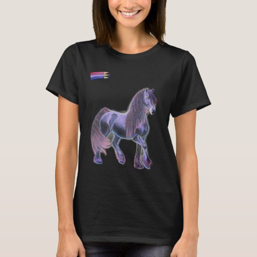 Vrouwen Bi kleuren Horse shirt (Voorkant)