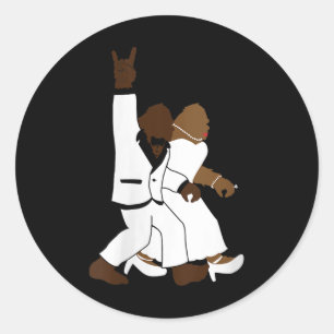 Vrouwen Bigfoot Rock N Roll Pas getrouwd Trouwcade Ronde Sticker