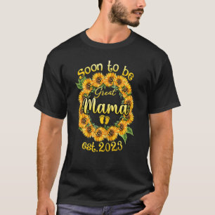 Vrouwen Binnenkort Mama 2023 Zonnebloem Nieuw Mama T-shirt