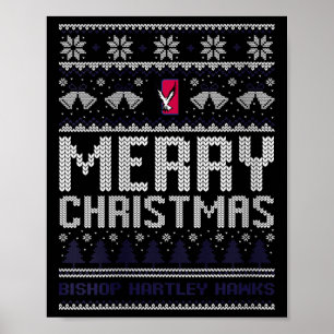Vrouwen Bishop Hartley Hawks Logo Vrolijk Kerstfee Poster