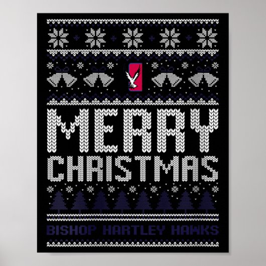 Vrouwen Bishop Hartley Hawks Logo Vrolijk Kerstfee Poster (Voorkant)