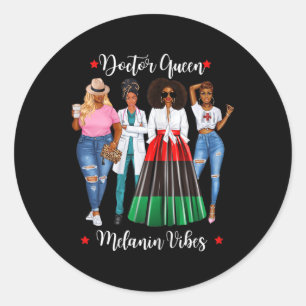 Vrouwen Black Doctor Black Leeft Dr. Coffee Lover Ronde Sticker