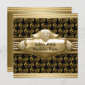 Vrouwen Black Gold Verjaardag Uitnodigingen (Voorkant / Achterkant)