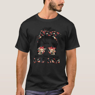 Vrouwen Blackmouth Cur Hond Moeder Messy Bun Haar T-shirt