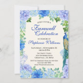 Vrouwen Blauw Bloemen Afscheidsfeest Kaart (Voorkant)