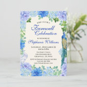 Vrouwen Blauw Bloemen Afscheidsfeest Kaart (Staand voorkant)