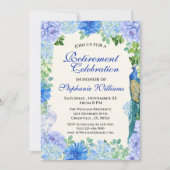 Vrouwen Blauw Bloemen Pensioen Partij Kaart (Voorkant)