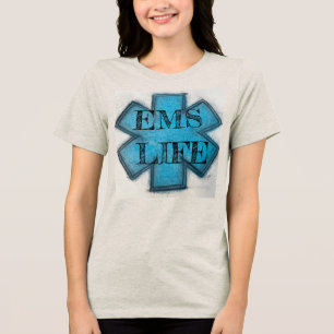 Vrouwen blauw EMS Life ster van het leven Tri-Blend Shirt