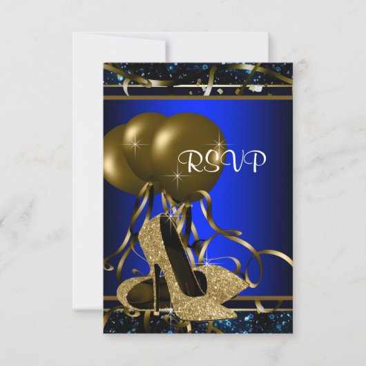Vrouwen Blauw en Goud Hoge Heel RSVP (Voorkant)