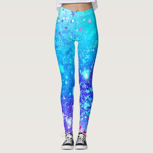 Vrouwen blauw en turquoise leggings (Voorkant)