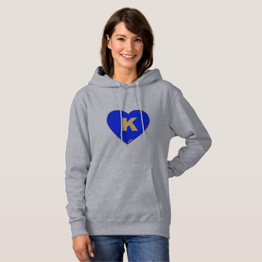 Vrouwen Blauw & Goud K-Hart Hoodie (Voorkant volledig)