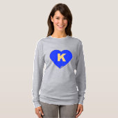 Vrouwen Blauw & Goud K-Hart lang-sleeve T-shirt (Voorkant volledig)