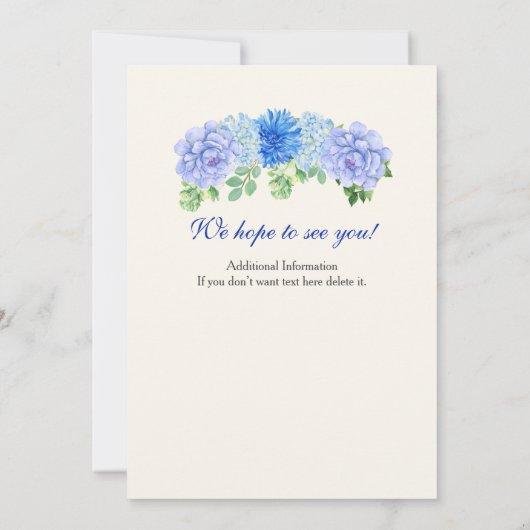 Vrouwen Blauwe Bloemen Grens 50ste Verjaardag Part Kaart (Achterkant)