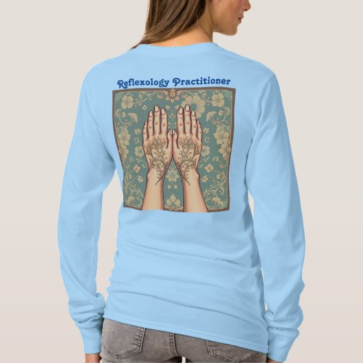 Vrouwen Blauwe Reflexologie Practitioner T-shirt (Achterkant)