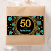 Vrouwen Blauwgroen 50e Verjaardagsfeestje Waterfle Etiket (Insitu)