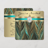 Vrouwen Blauwgroen blauw en gouden verjaardagsfees Kaart (Voorkant / Achterkant)