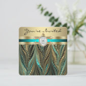 Vrouwen Blauwgroen blauw en gouden verjaardagsfees Kaart (Staand voorkant)