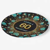Vrouwen Blauwgroen Blauw Goud 60ste Verjaardagsfee Papieren Bordje (Gekanteld)