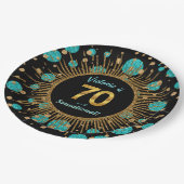 Vrouwen Blauwgroen Blauw Goud 70ste Verjaardagsfee Papieren Bordje (Gekanteld)