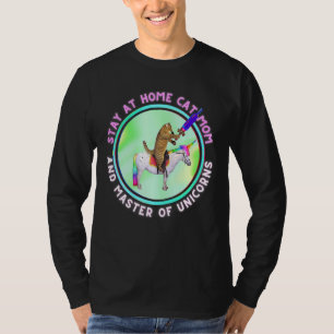 Vrouwen blijven thuis kat mam en eenhoorn meester t-shirt
