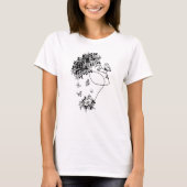 Vrouwen Bloem Donker Vlinder Gezicht Portret  T-shirt (Voorkant)