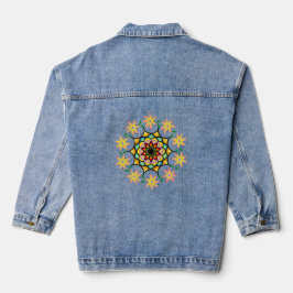 Vrouwen Bloem Mandala Denim Jas Jacket