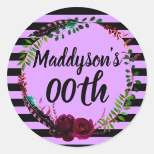 Vrouwen Bloemen 18e 21e 30e 40e 50e 60e 70e Ronde Sticker