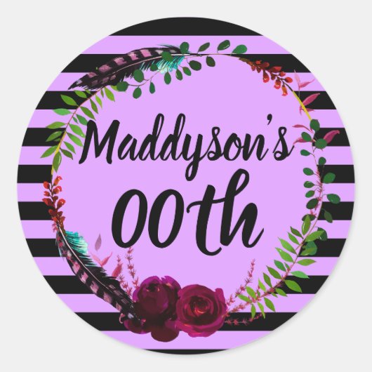 Vrouwen Bloemen 80th 90th 91st 92nd 95th 98th 99th Ronde Sticker (Voorkant)