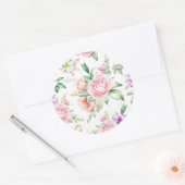 Vrouwen Bloemen Abstract  Waterverf Backgro Ronde Sticker (Envelop)