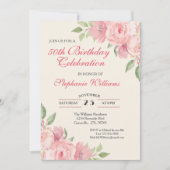 Vrouwen Bloemen Elegant Roos 50ste Verjaardag Part Kaart (Voorkant)