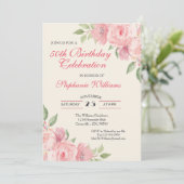 Vrouwen Bloemen Elegant Roos 50ste Verjaardag Part Kaart (Staand voorkant)