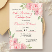 Vrouwen Bloemen Elegant Roos 50ste Verjaardag Part Kaart