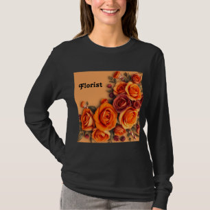 Vrouwen Bloemist Lang-Sleeve Zwart T-shirt