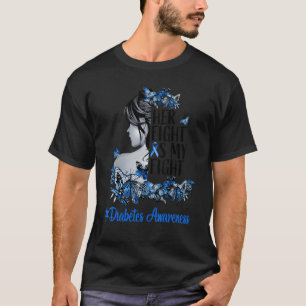 Vrouwen Blue Ribbon Butterfly Type 1 Diabetes Awar T-shirt