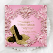 Vrouwen Blush Roze Gouden Schoen Verjaardagsfeest Kaart