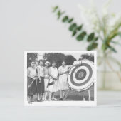Vrouwen Boogschieten Wedstrijd 1930s Foto Briefkaart (Staand voorkant)