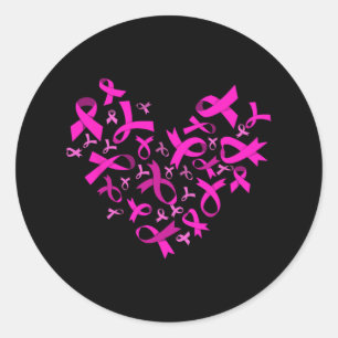 Vrouwen Borstkanker Hart Ribbon Cancer Awareness Ronde Sticker