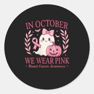 Vrouwen Borstkanker Vrouwen Halloween In Oktober W Ronde Sticker
