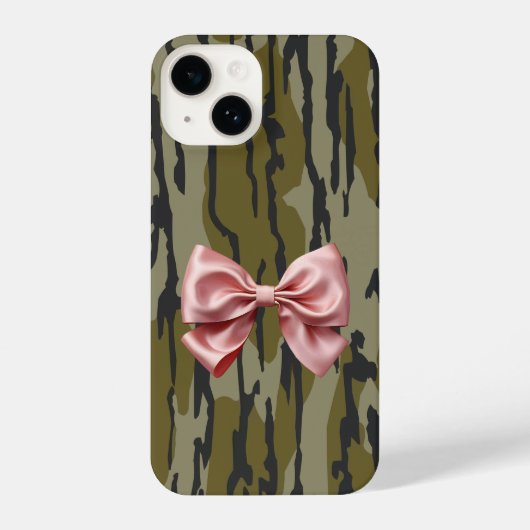 Vrouwen Bottomland Camo Schattige Roze Lint Bow iPhone Hoesje (Achterkant)