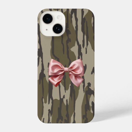 Vrouwen Bottomland Camo Schattige Roze Lint Bow iPhone Hoesje (Achterkant)