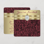 Vrouwen Bourgondische wijn en gouden verjaardagsfe Kaart (Voorkant / Achterkant)