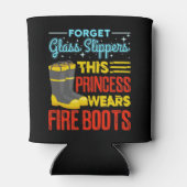 Vrouwen brandweermannen Deze prinses draagt brandl Blikjeskoeler (Achterkant)