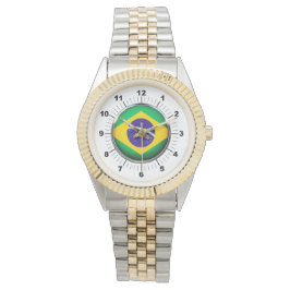 Vrouwen Brazilië Vlag Two-Tone Armband horloge