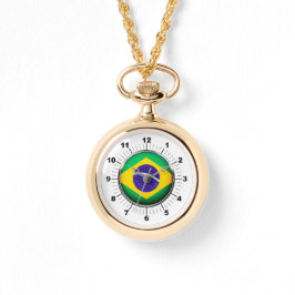 Vrouwen Brazilië Vlag Wraparound Gold Watch Horloge