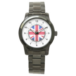 Vrouwen Britse vlag Oversized zwarte armband horlo Horloge