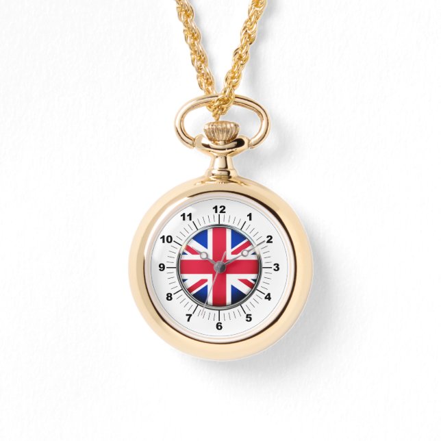 Vrouwen Britse vlag Wraparound Gold Watch Horloge (Voorkant)