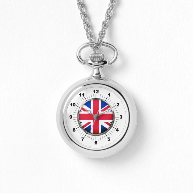 Vrouwen Britse vlag Wraparound Silver Watch Horloge (Voorkant)