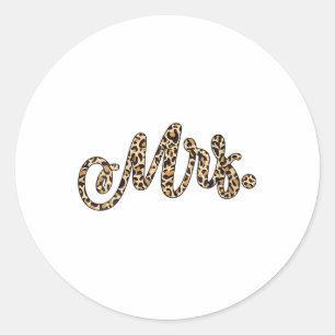 Vrouwen Bruid Bruidegom Mevrouw Leopard Print Wedd Ronde Sticker