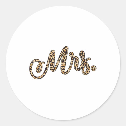 Vrouwen Bruid Bruidegom Mevrouw Leopard Print Wedd Ronde Sticker (Voorkant)
