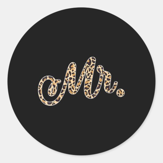 Vrouwen Bruid Bruidegom Mr. Leopard Print Wedding Ronde Sticker (Voorkant)